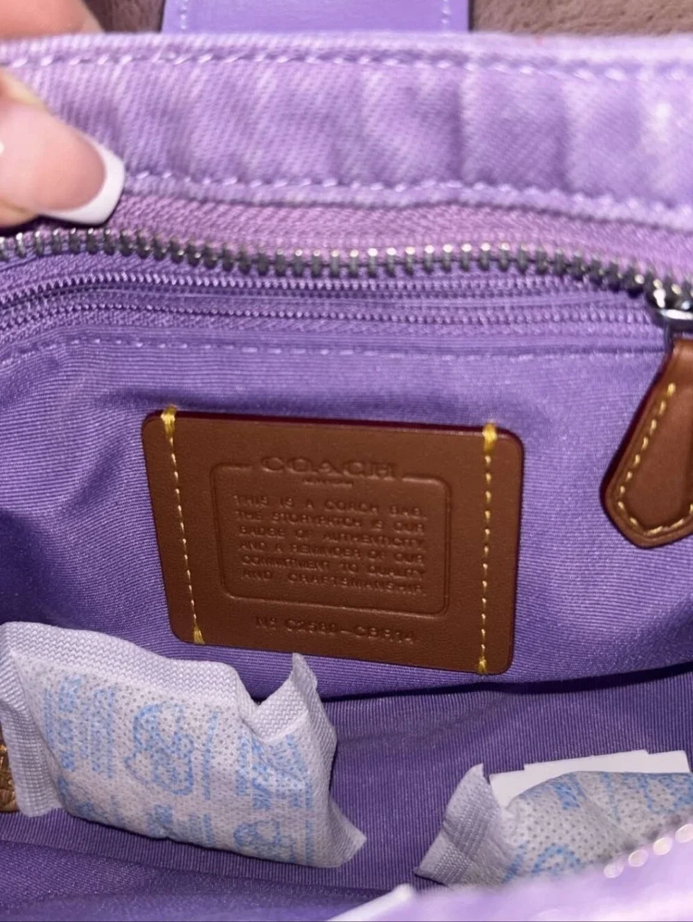 COACH Eliza Iris Purple Denim Shoulder Bag.